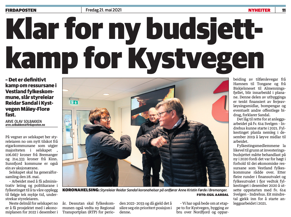 Faksimilie frå Firdaposten 21. mai 2021