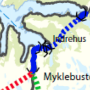 Kart med trasé Svelgen-Indrehus.